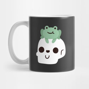 Cute Frog On Happy Skull Skeleton Mug